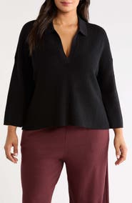 Eileen Fisher Merino Wool Bracelet Sleeve Sweater