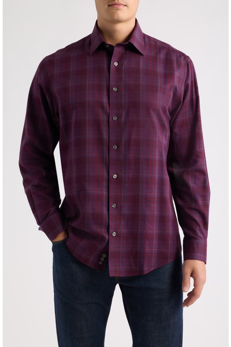 Regular Fit Flannel Button Down Shirt, Main, color, BURGUNDY ROSSO FLANNEL
