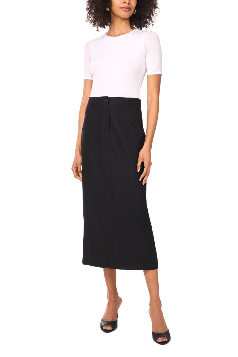 Patch Pocket Midi Skirt, Alternate, color, RICH BLACK
