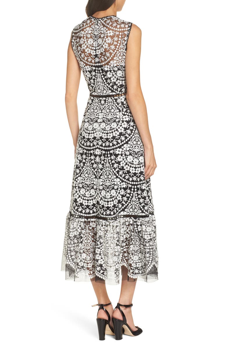 ML Monique Lhuillier Floral Embroidered Dress, Alternate, color, 