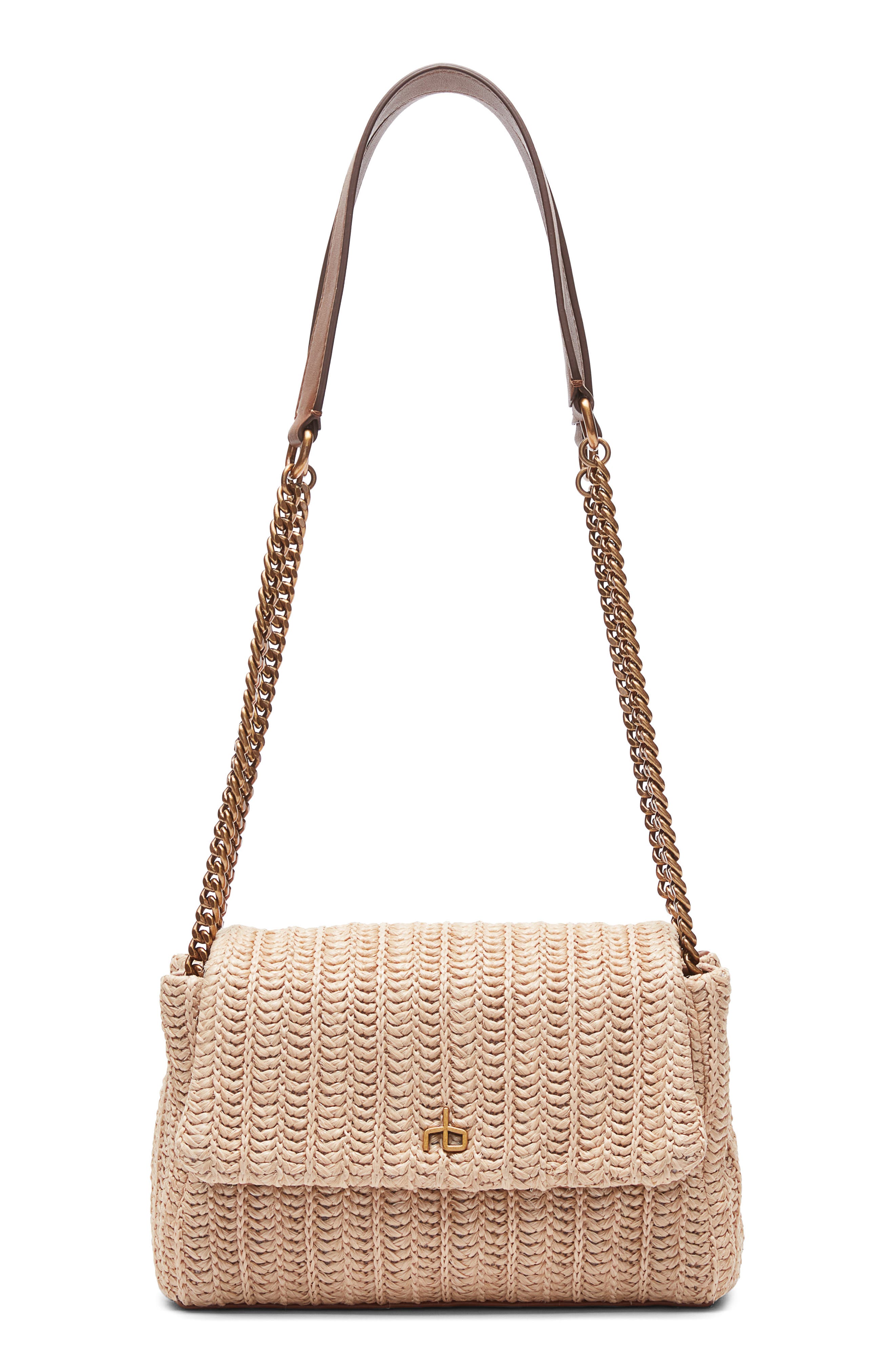 rag & bone Small Chelsea Straw Flap Crossbody Bag, Main, color, Natural