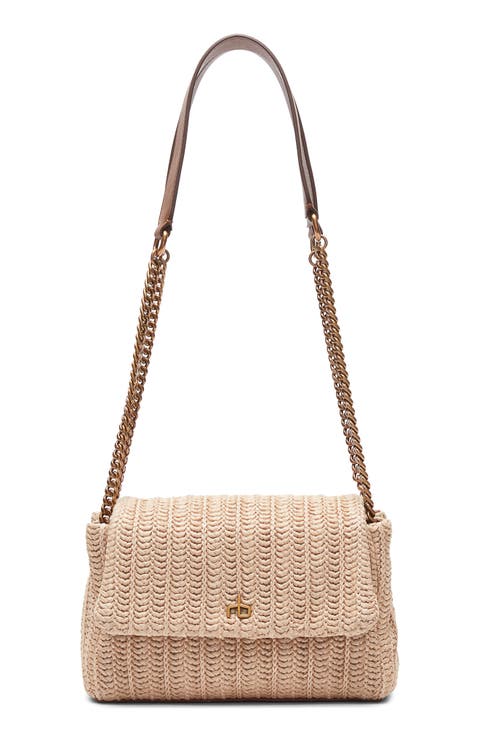 Small Chelsea Straw Flap Crossbody Bag