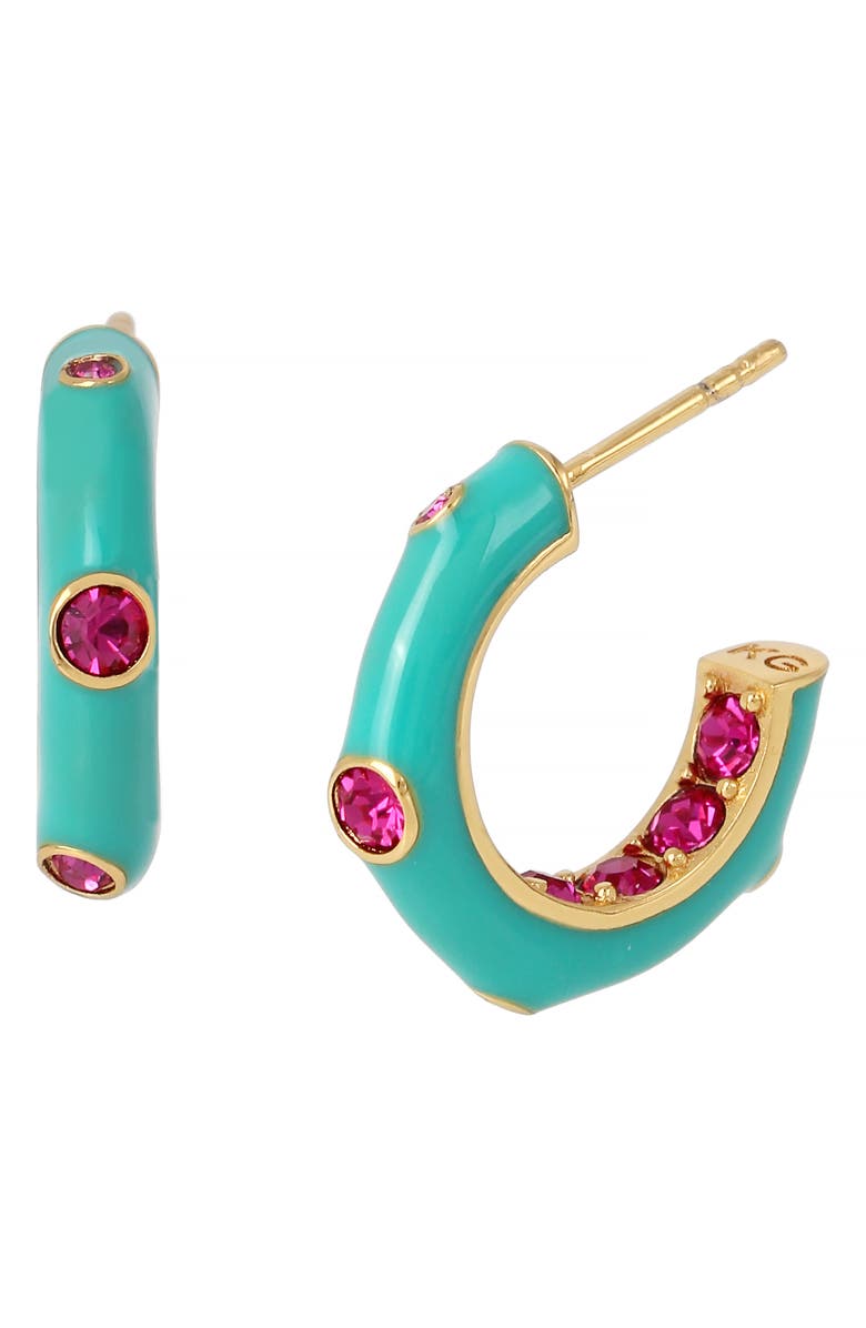 Kurt Geiger London Enamel Crystal Huggie Earrings, Main, color,