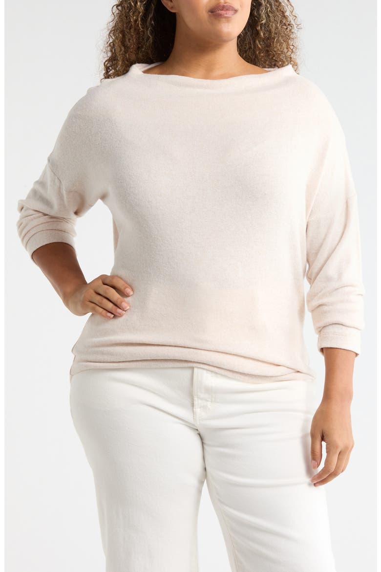Brushed Knit Long Sleeve Top, Main, color, OATMEAL