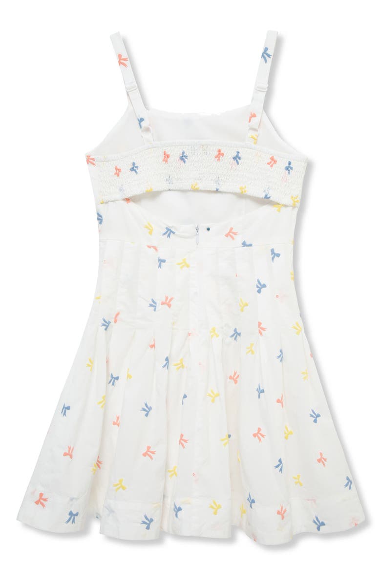 Truce Kids' Bow Print Open Back Cotton Sundress, Alternate, color, White