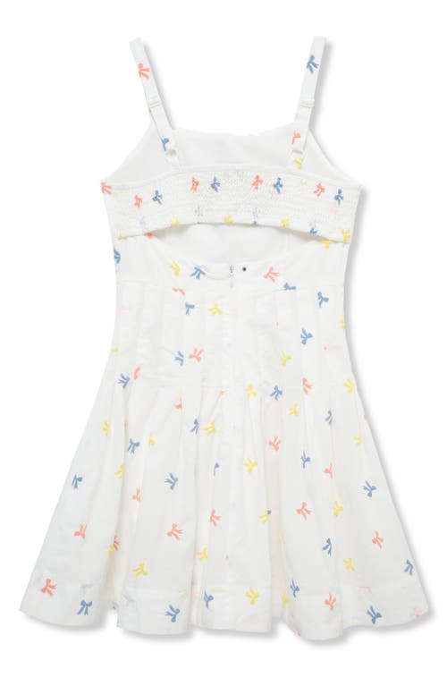 Truce Kids' Bow Print Open Back Cotton Sundress In White