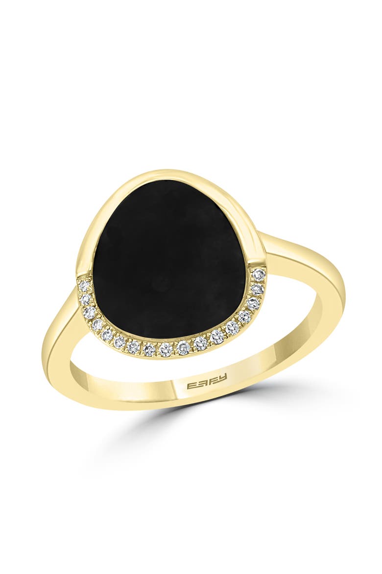 14K Yellow Gold Modern Onyx Diamond Ring, Main, color, 14K Gold