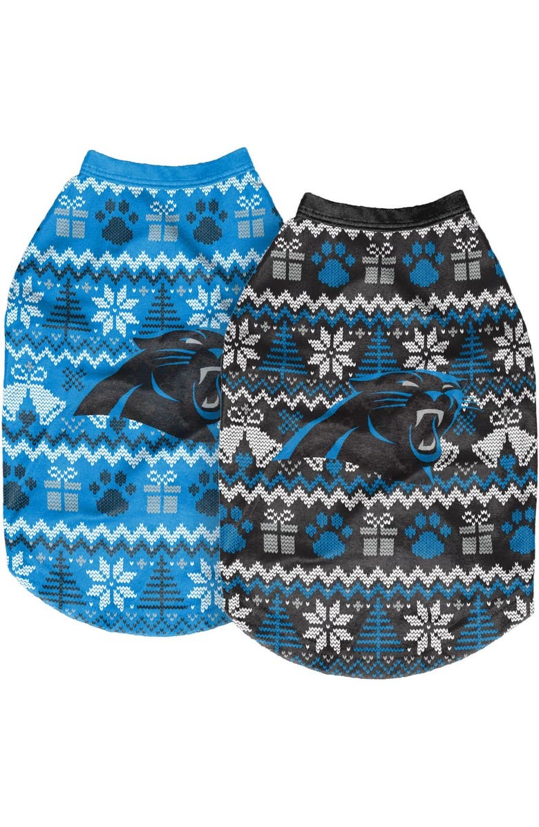 FOCO Carolina Panthers Reversible Holiday Dog Sweater, Main, color, 