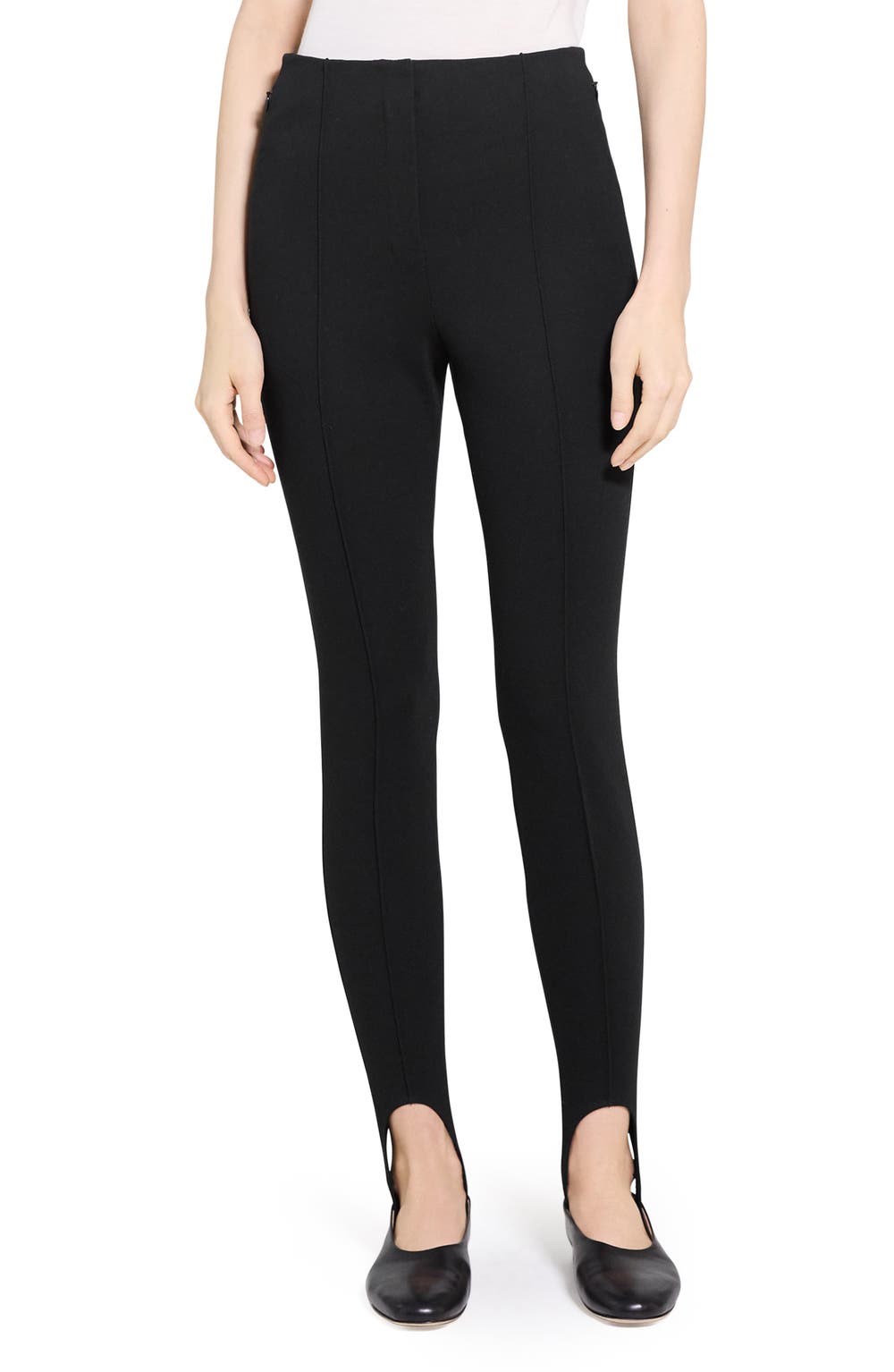 Slim Stirrup Leggings, color, BLACK