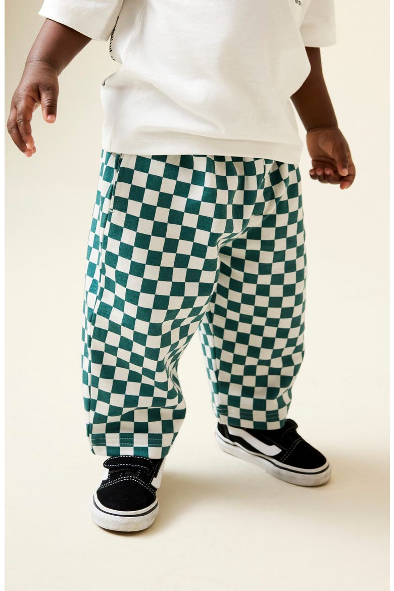 Kids' Check Knit Cotton Drawstring Pants, Alternate, color, GREEN MULTI