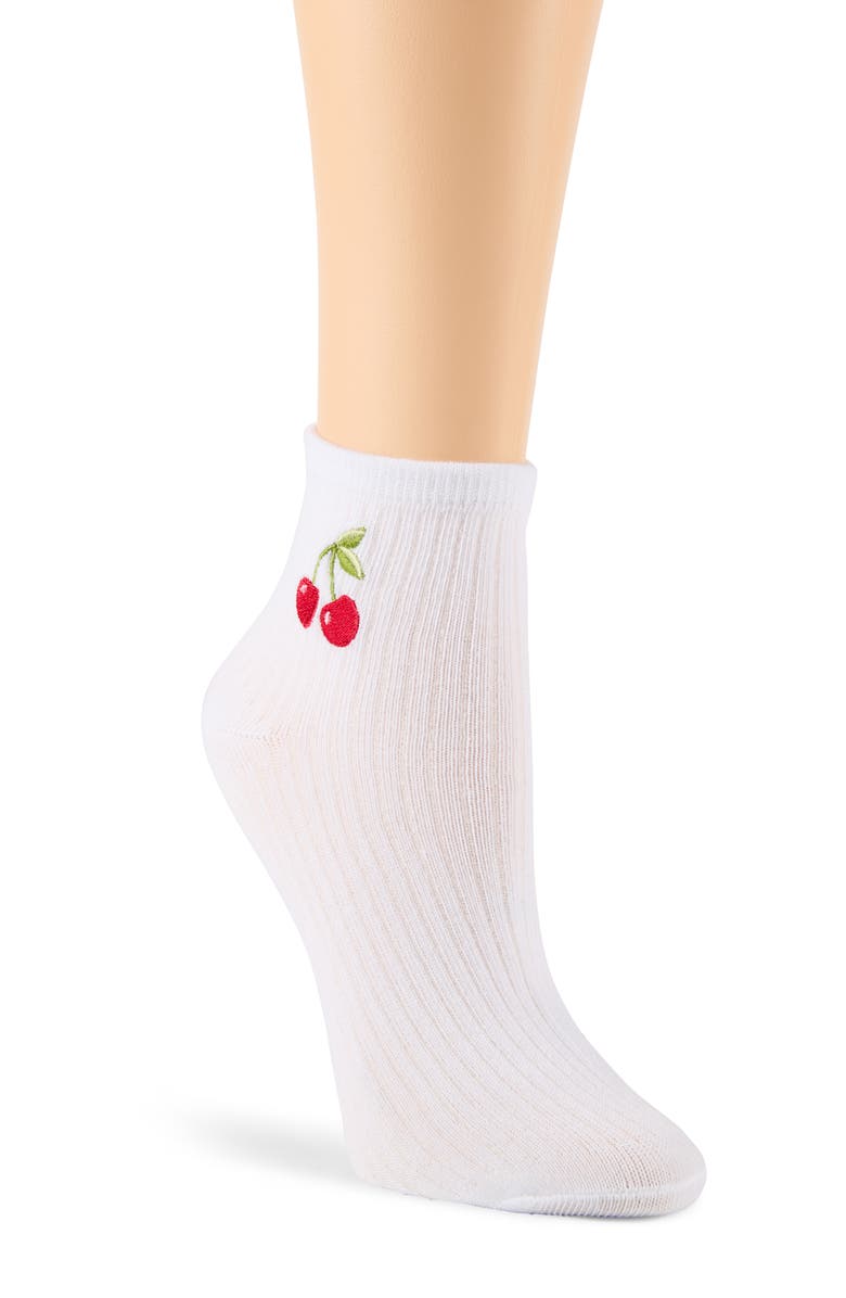 Laundry by Shelli Segal 6-Pack Embroidered Rib Anklet Socks, Alternate, color, White Multi