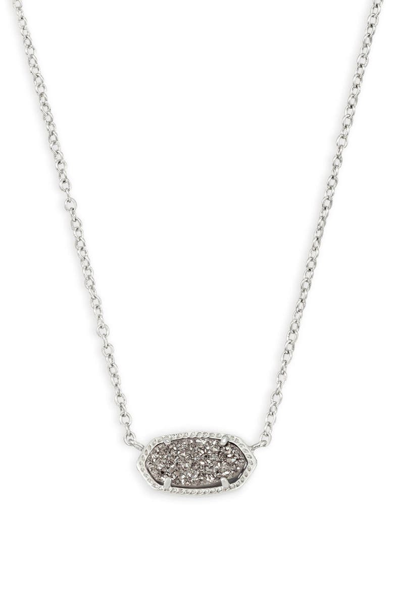 Elisa Pendant Necklace, Main, color, RHODIUM/ PLATINUM DRUSY