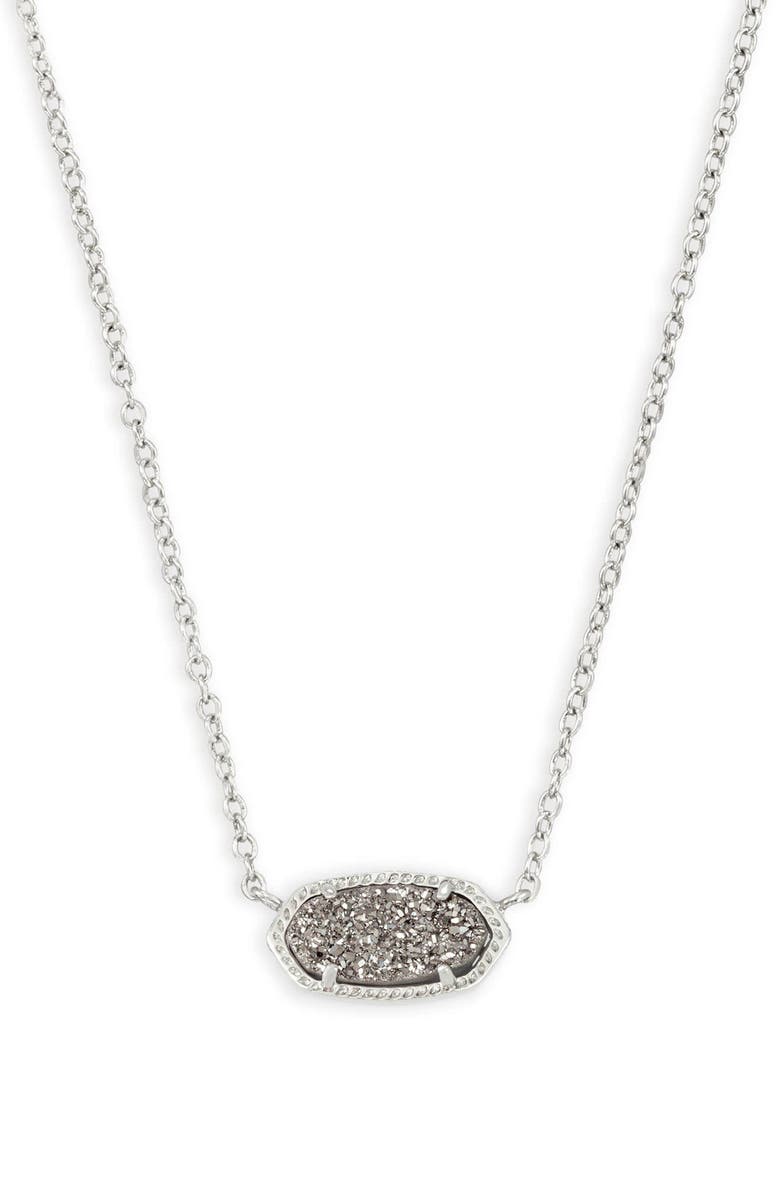 Kendra Scott Elisa Pendant Necklace, Main, color, Rhodium/ Platinum Drusy