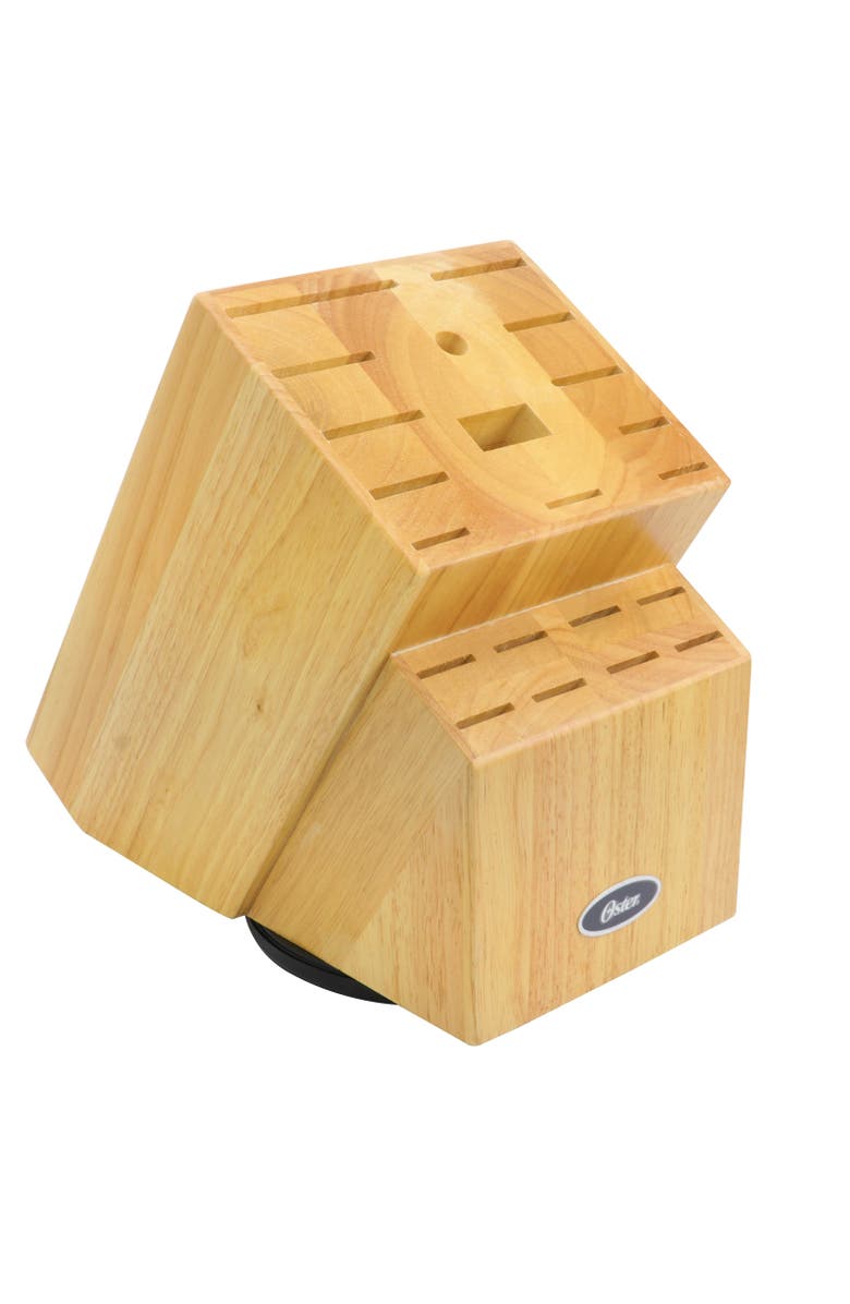 OSTER Winstead 22 Piece Stainless Steel Cutlery Set with Black Handles and Wooden Block, Alternate, color, Black