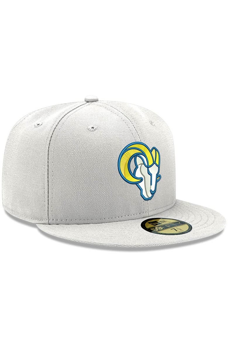 New Era Men's New Era White Los Angeles Rams Omaha Ram Head 59FIFTY Fitted Hat, Alternate, color, White