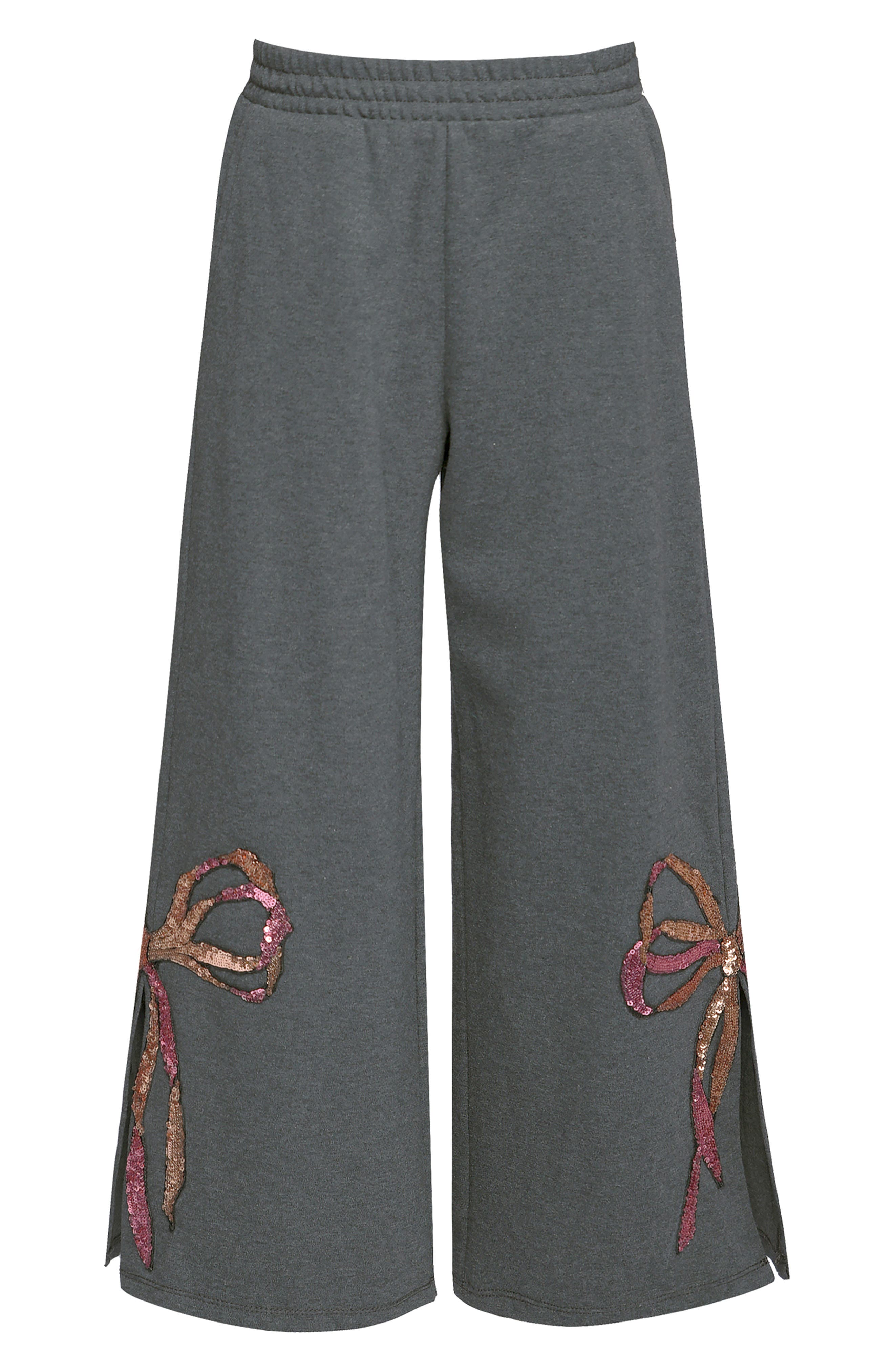 Kids' Sequin Bow Wide Leg Knit Pants