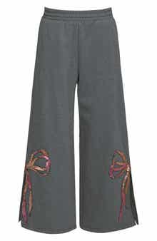 Kids' Sequin Bow Wide Leg Knit Pants