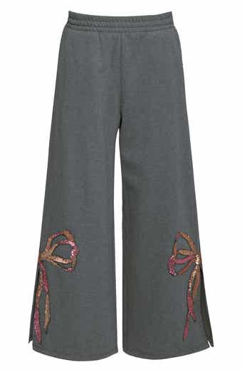 Kids' Sequin Bow Wide Leg Knit Pants