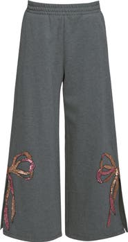Hannah Banana Kids' Sequin Bow Wide Leg Knit Pants