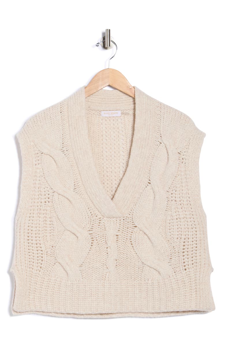 Ramy Brook Adelaide Cable Knit Sleeveless Sweater, Alternate, color, Oatmeal Cable