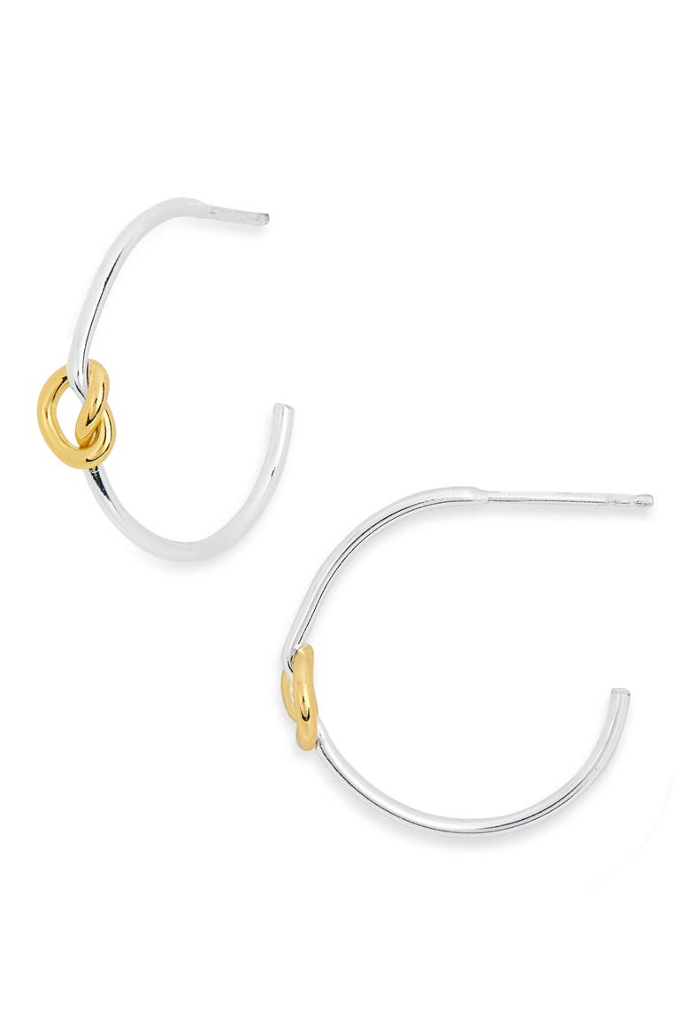 Two-Tone Knot Hoop Earrings, Main, color, GOLD/ SILVER