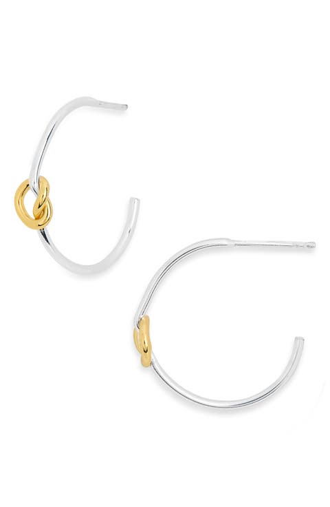 Two-Tone Knot Hoop Earrings