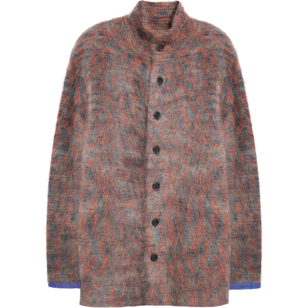 ZANKOV ZANKOV WALKER OVERSIZE ALPACA & MOHAIR BLEND MOCK NECK CARDIGAN