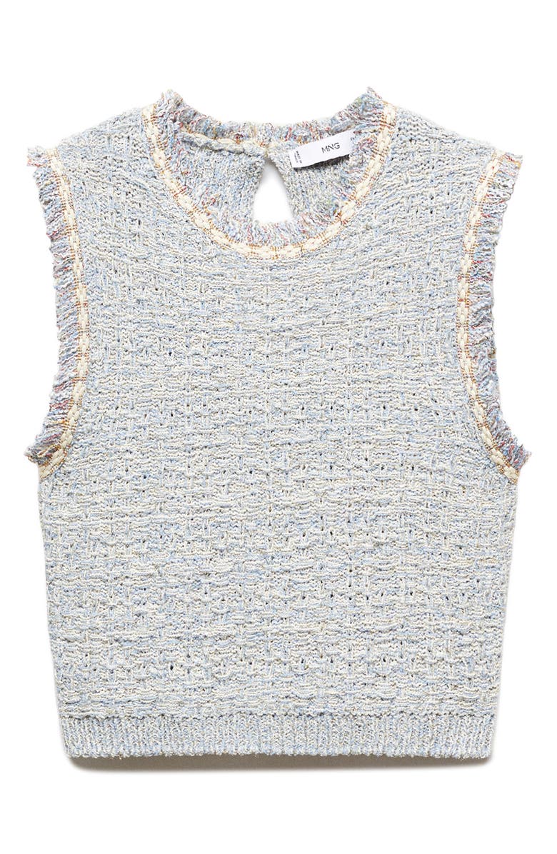MANGO Jewel Button Sleeveless Tweed Top, Alternate, color, 