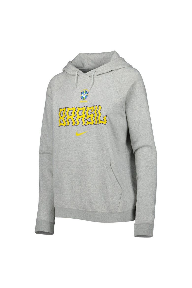 Women's Nike Heather Gray Brazil National Team Lockup Varsity Fleece Raglan Pullover Hoodie, Alternate, color, Heather Gray