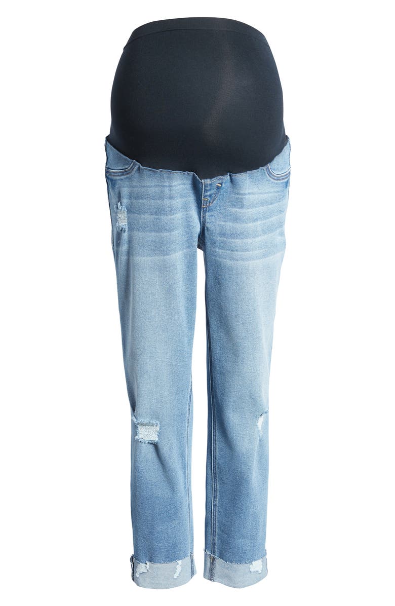 1822 Denim Over the Bump Raw Hem Maternity Slim Girlfriend Jeans, Alternate, color, Jaimie