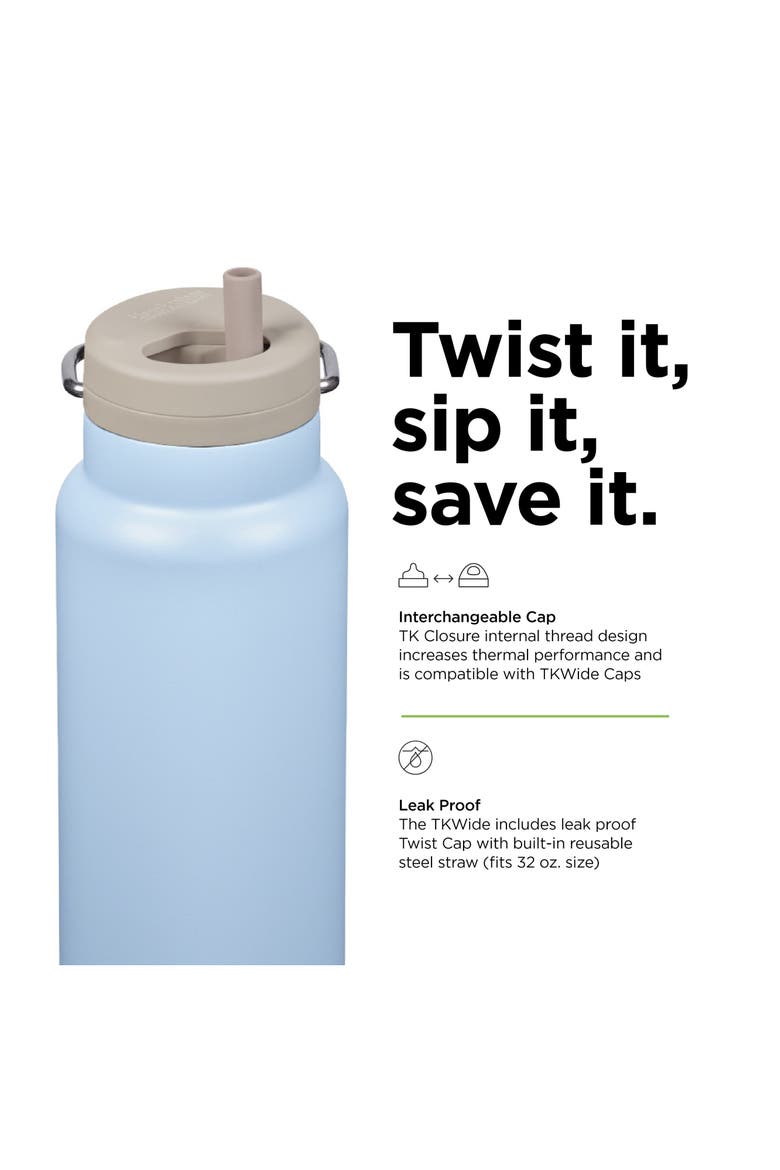TKWide 32oz Insulated Water Bottle with Twist Cap clear, Alternate, color, Clear Sky