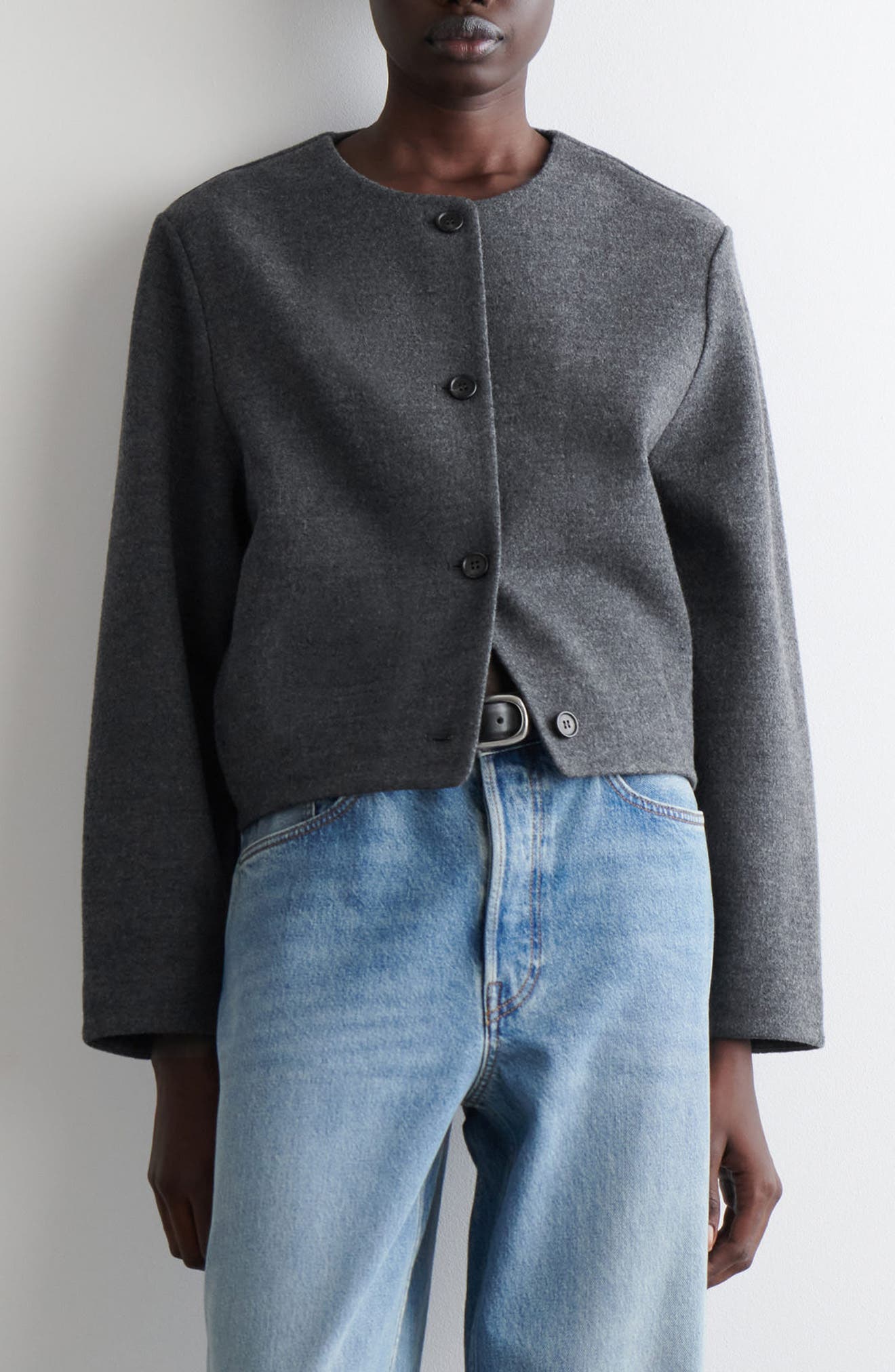 Boiled Merino Wool Blend Cardigan