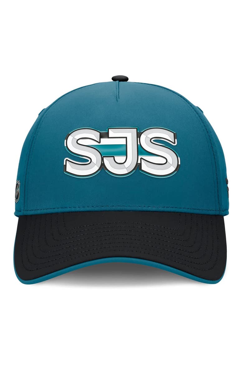 Men's Fanatics Teal/Black San Jose Sharks Authentic Pro Rink Team Code Flex Hat, Alternate, color, Teal