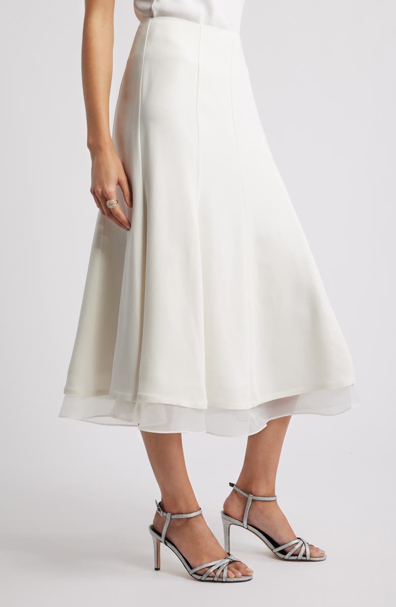 Nordstrom Seamed Layered Midi Skirt, Alternate, color, Ivory Tofu