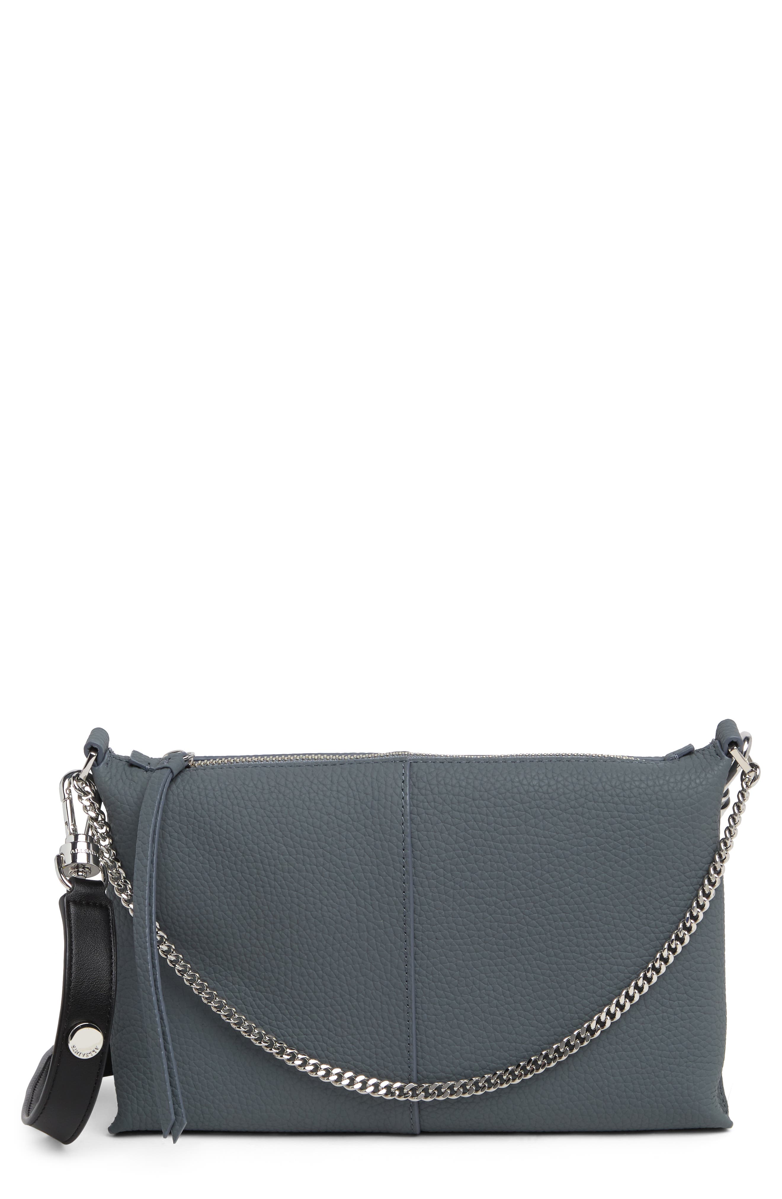 AllSaints Eve Leather Crossbody Bag, Main, color, 