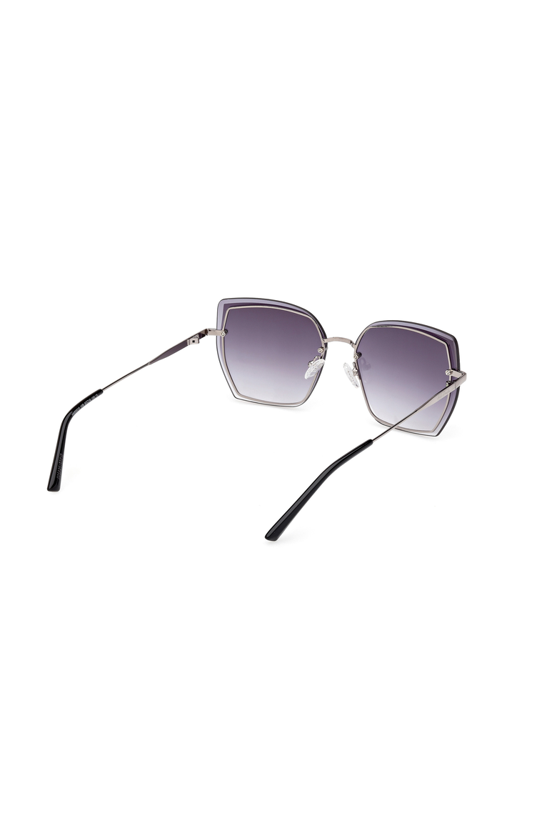 Oversized Square Metal Sunglasses, Alternate, color, Light Nickeltin