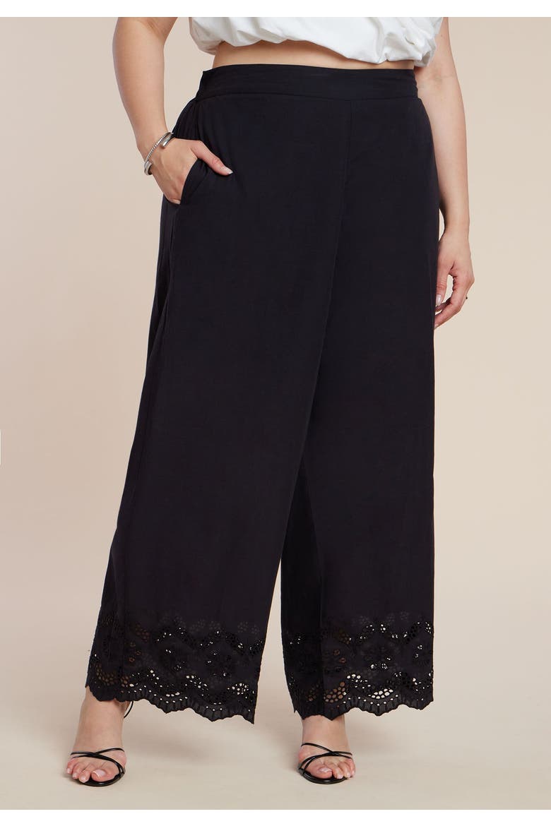 Embroidered Eyelet Pant, Alternate, color, BLACK ONYX