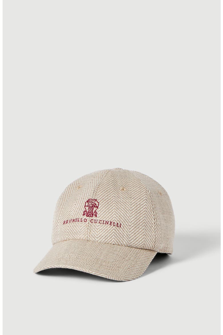 Alpaca, wool and silk chevron baseball cap with embroidered logo, Main, color, Grey