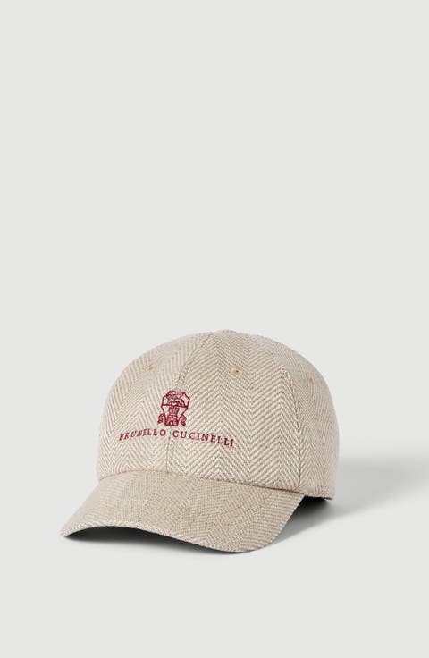 Alpaca, wool and silk chevron baseball cap with embroidered logo