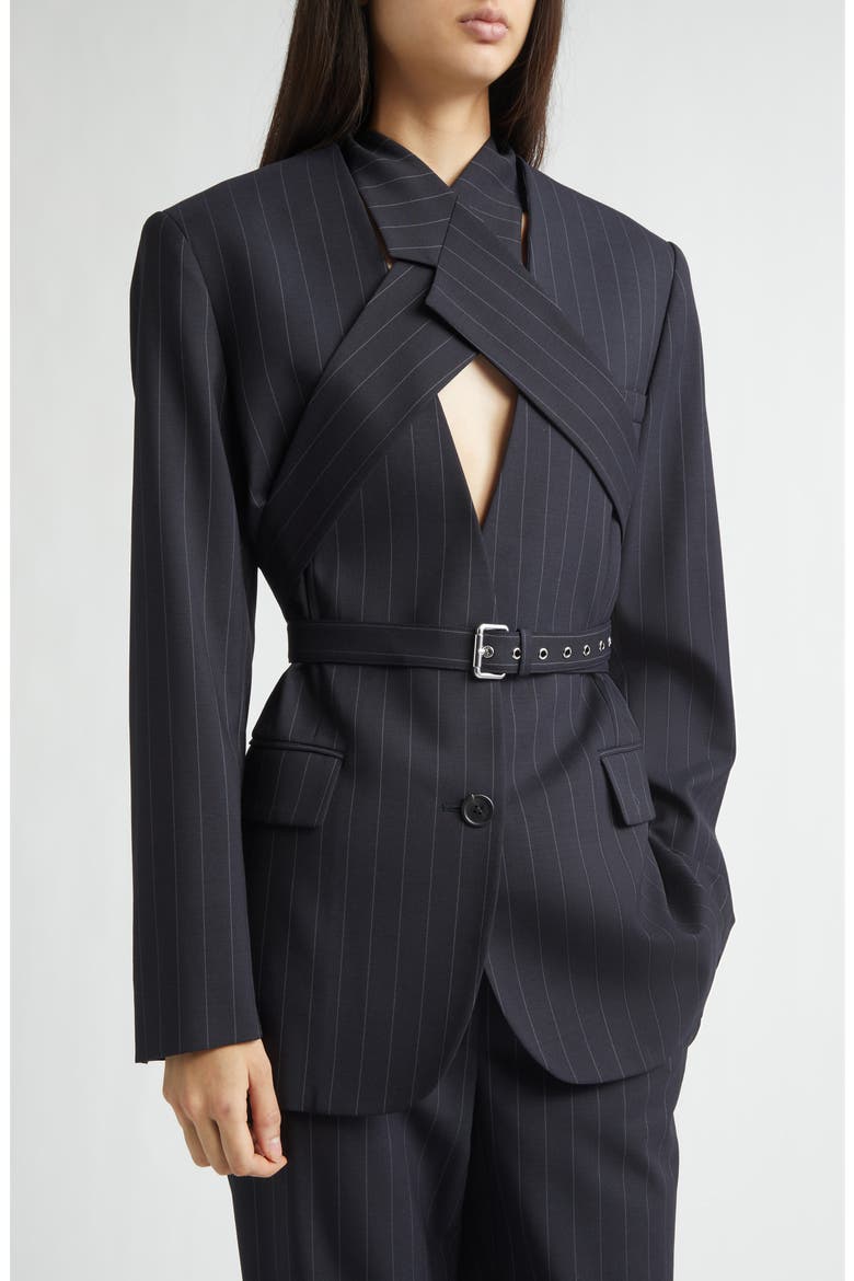 Harness Pinstripe Tailored Jacket, Alternate, color, DARK SAPPHIRE