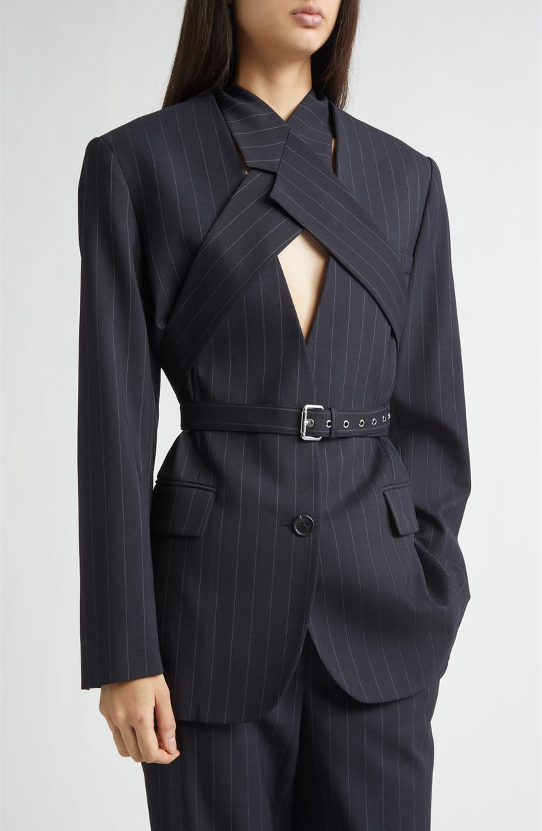 MONSE Harness Pinstripe Tailored Jacket, Alternate, color, Dark Sapphire