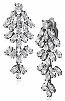 Marquise CZ Cluster Drop Clip-On Earrings