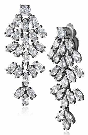 Marquise CZ Cluster Drop Clip-On Earrings