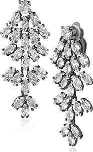 CZ by Kenneth Jay Lane Marquise CZ Cluster Drop Clip-On Earrings