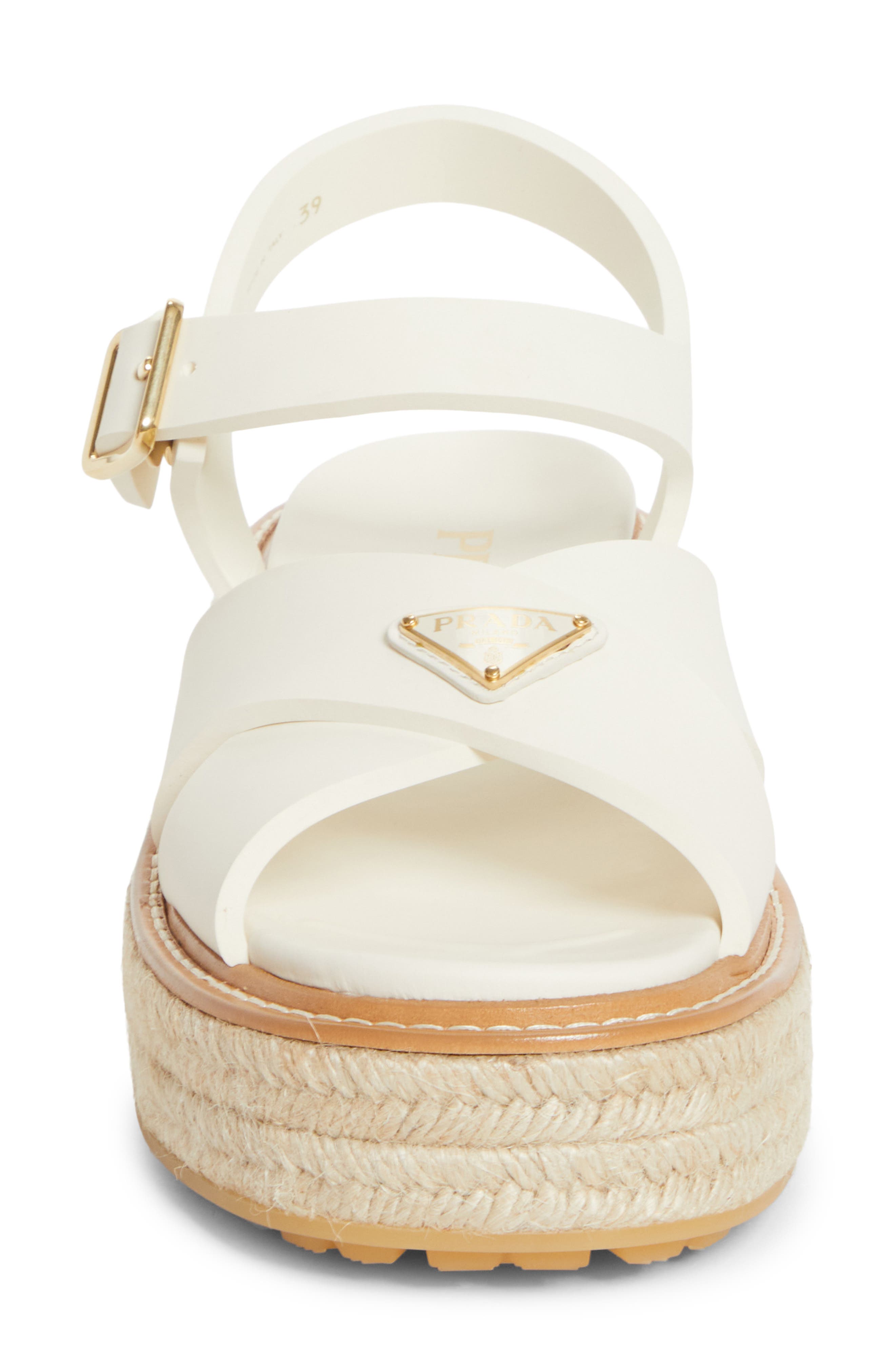 Prada Stride Flow Espadrille Platfrom Sandal, Alternate, color, Avorio