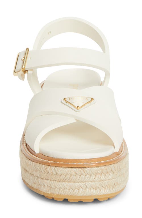 Prada Stride Flow Espadrille Platfrom Sandal In White