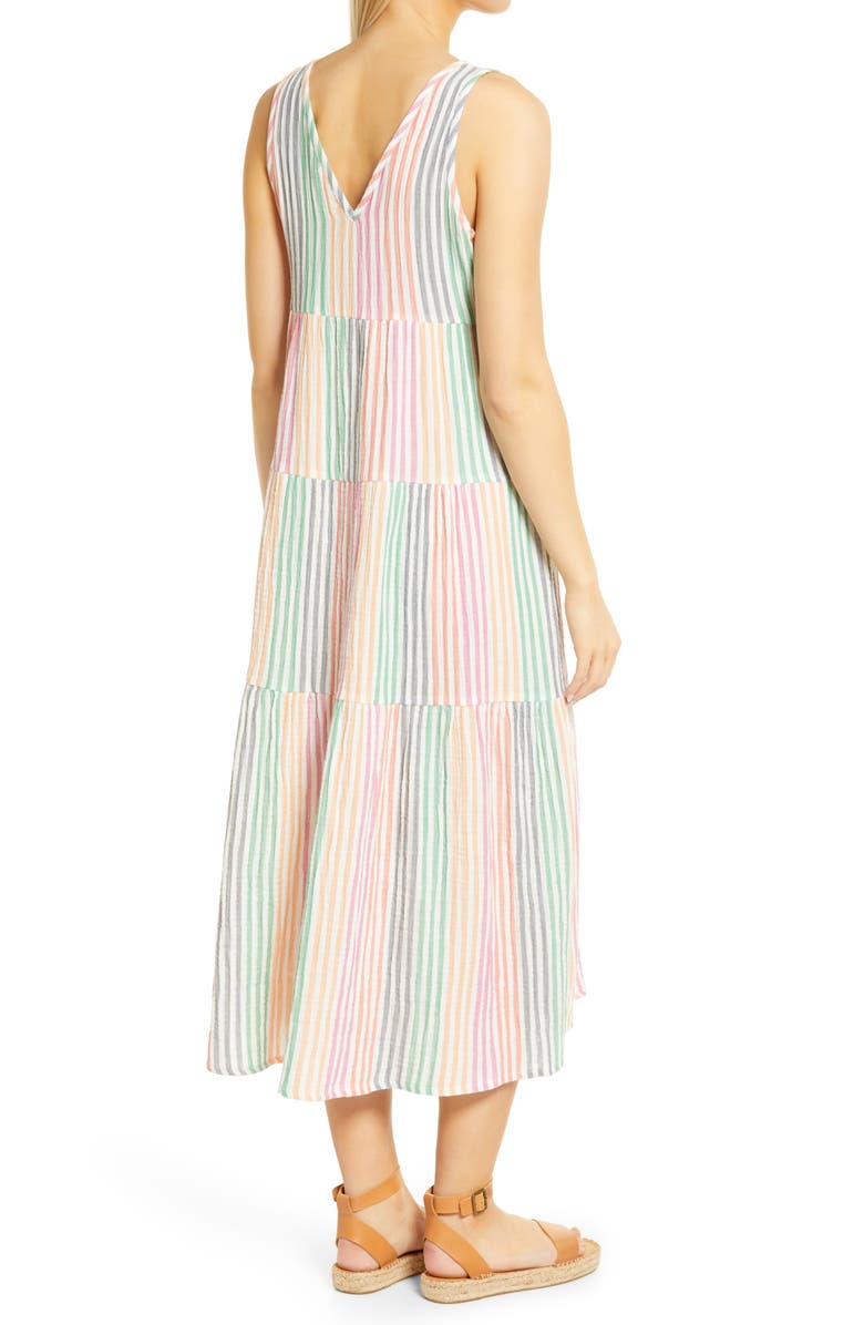 Marine Layer Corinne Stripe Tiered Maxi Dress, Alternate, color,