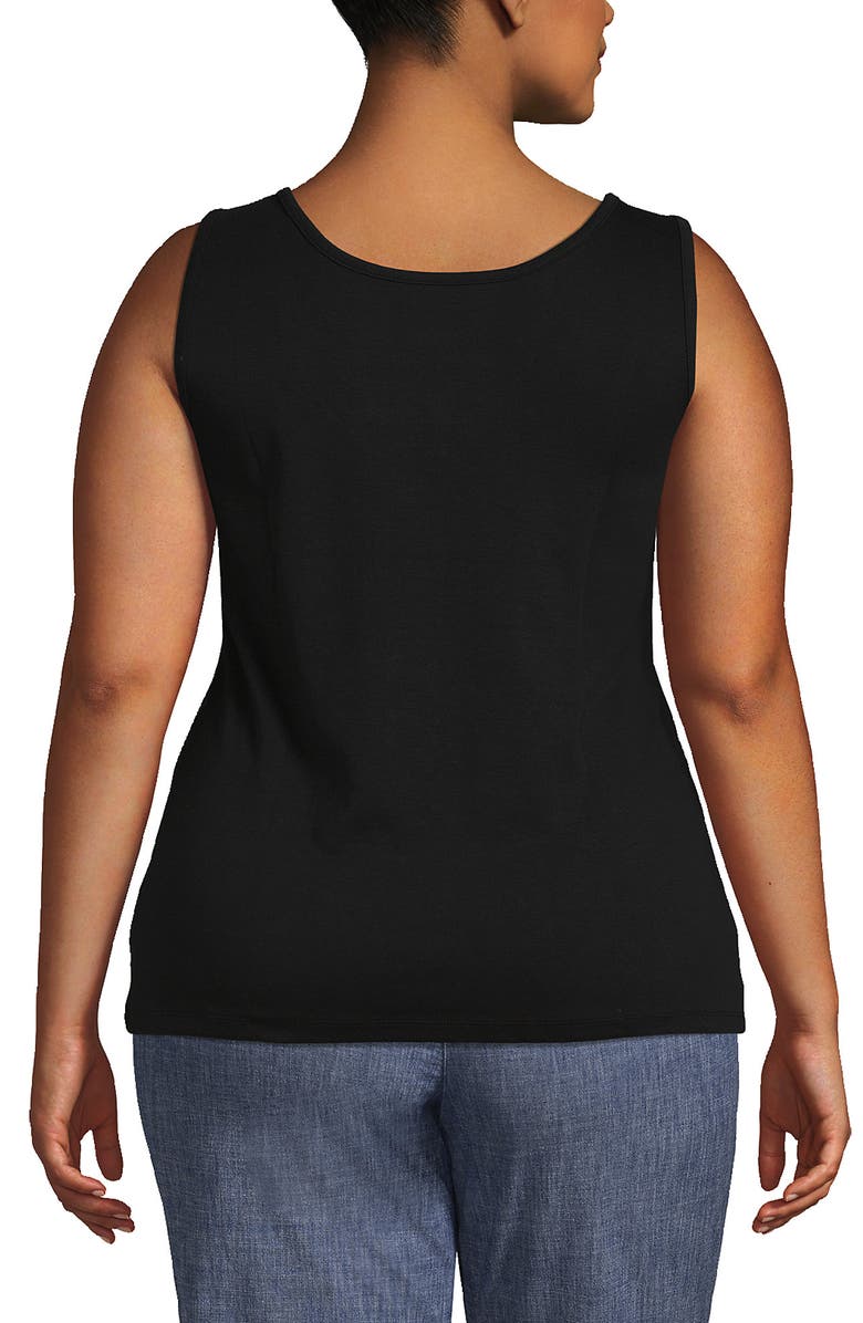 Lands' End Cotton Tank Top, Alternate, color, Black