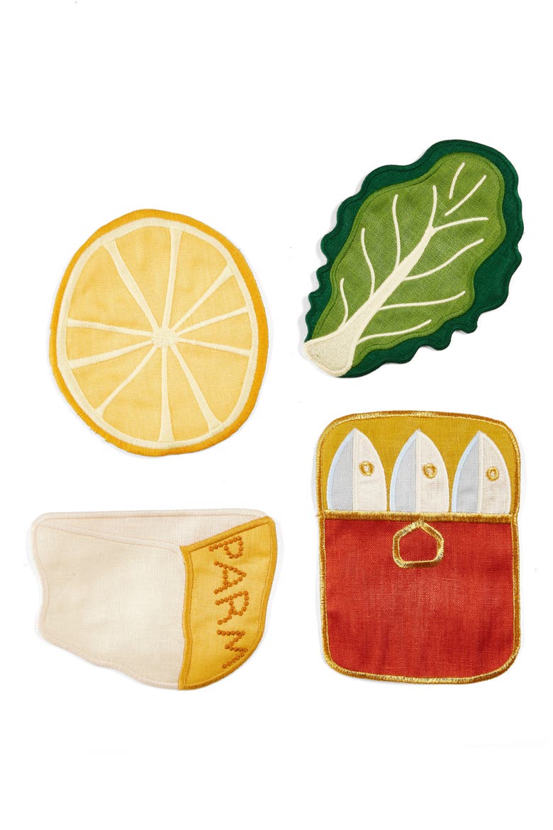 Caesar Salad Set of 4 Linen Napkins, Main, color, BLUE