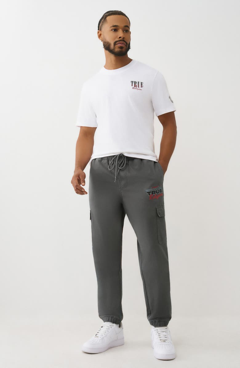 True Religion Cotton Ripstop Cargo Drawstring Joggers, Alternate, color, Granite Grey